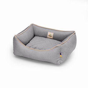 Лежак для собак PETBED Лакі XS 50x45см h-15см велюр сірий кант беж 11246743 фото