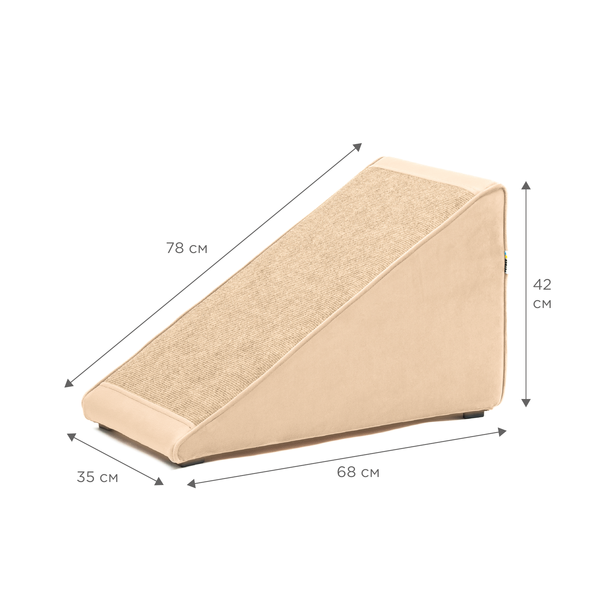 Пандус с ковриком для собак PETBED 68x35см h-42см велюр бежевый 11249405 фото
