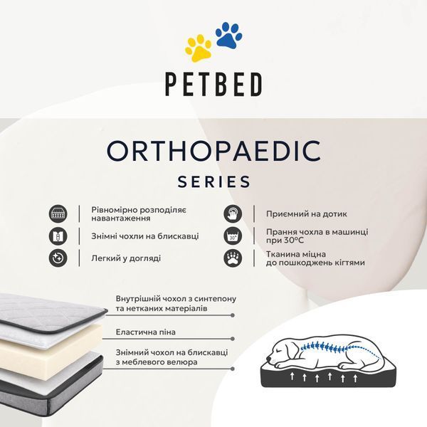Матрац для котів PETBED Сендвіч S 60х40см h-8см велюр бежевий 112488449 фото