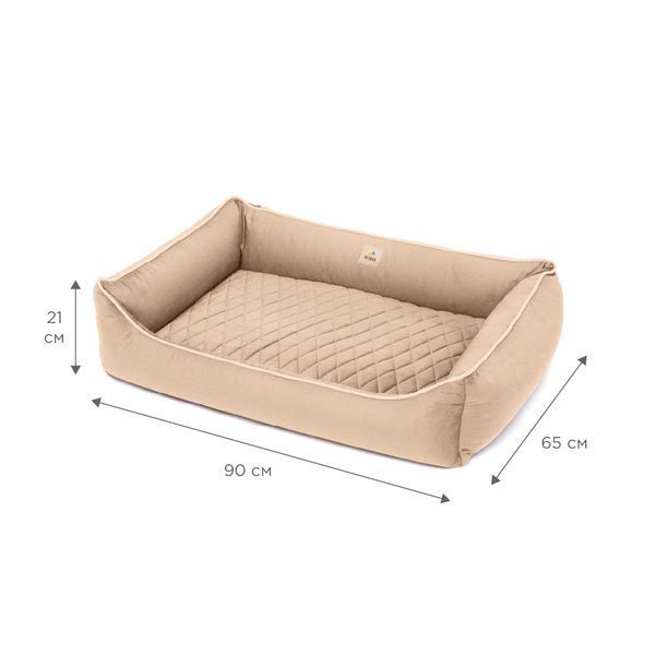 Лежак для собак PETBED Лакі XL 90x65см h-21см велюр бежевий 11246773 фото