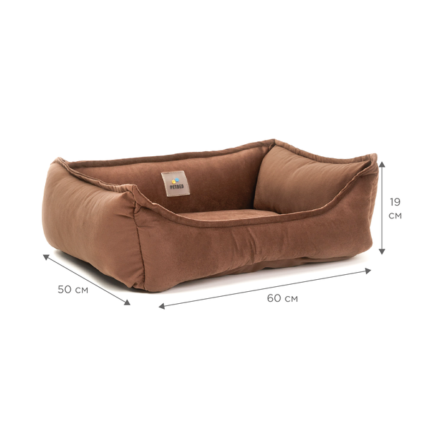 Лежанка для собак PETBED Комфорт S 60x50см h-19см велюр коричневый 11242785 фото