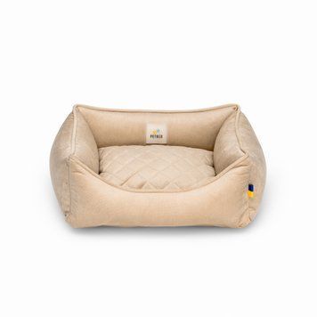 Лежак для собак PETBED Лакі XS 50x45см h-15см велюр бежевий 11246741 фото