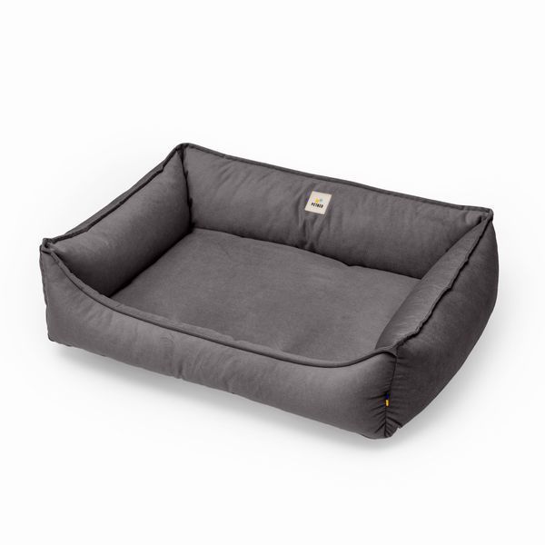 Лежак для собак PETBED Комфорт XL 90x65см h-24см велюр темно-сірий 11243671 фото