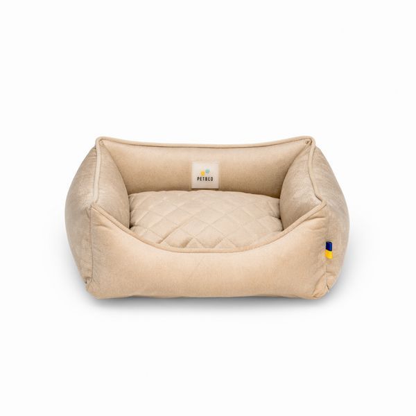 Лежак для собак PETBED Лакі XS 50x45см h-15см велюр бежевий 11246741 фото