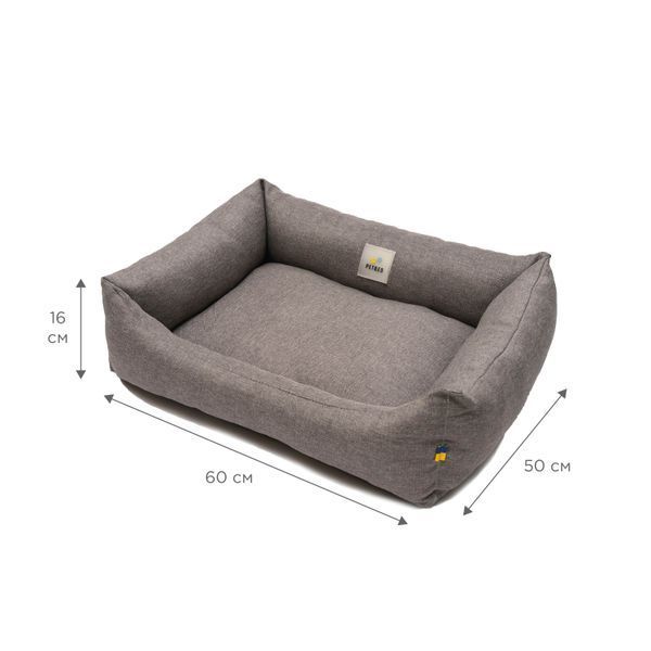 Лежанка для котов PETBED Симпл S 60х50см h-16см рогожка серая 112576279 фото